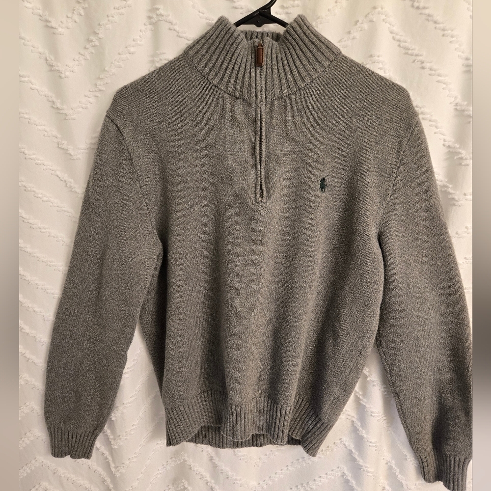 Ralph Lauren Polo Men's Grey Sweater with Half-Zip Size M
